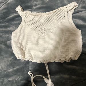 Cream knitted crop top